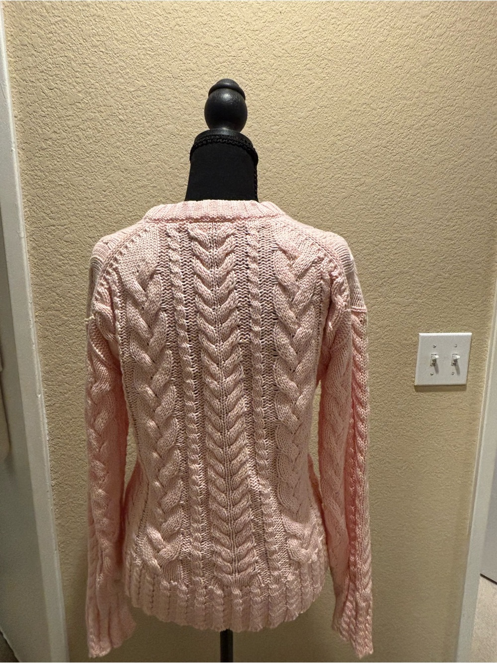 NWOT J. Crew Cable Knit Crewneck Sweater in Light Pink - Picture 2 of 6